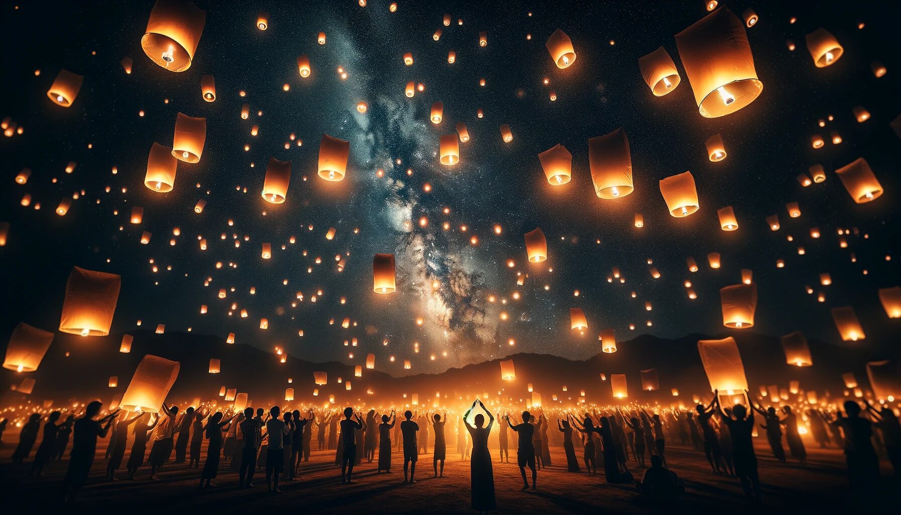 タイ・夜空を彩るコムローイの祭典 - 無料写真素材