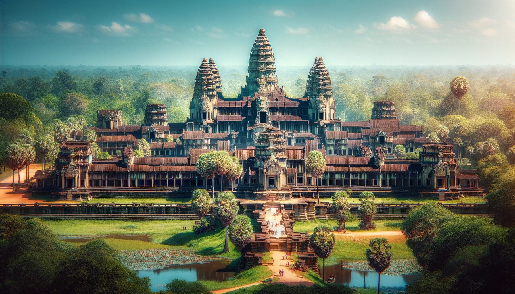 カンボジア・アンコールワット。古代建築が見事な寺院群。　無料写真