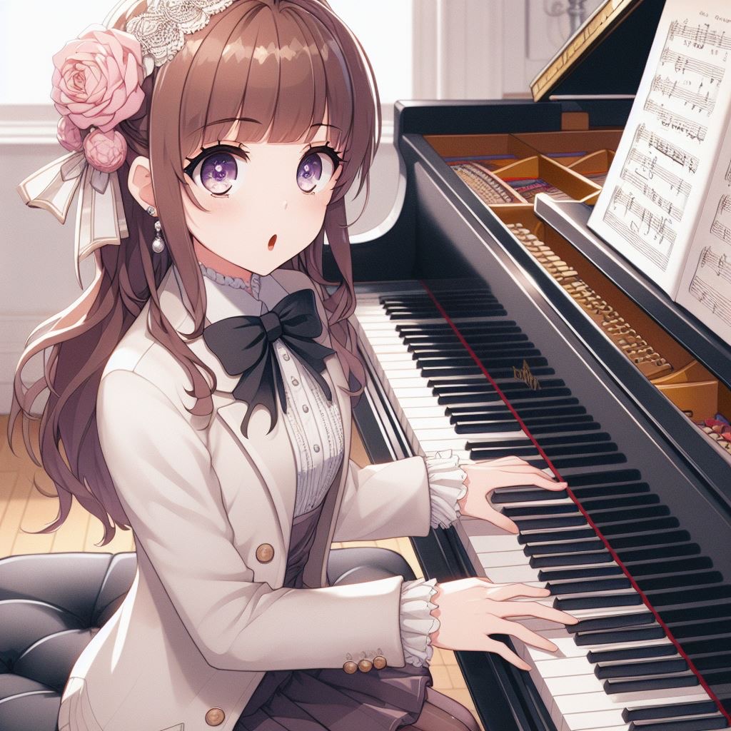 ピアノを弾く女の子|フリー画像素材