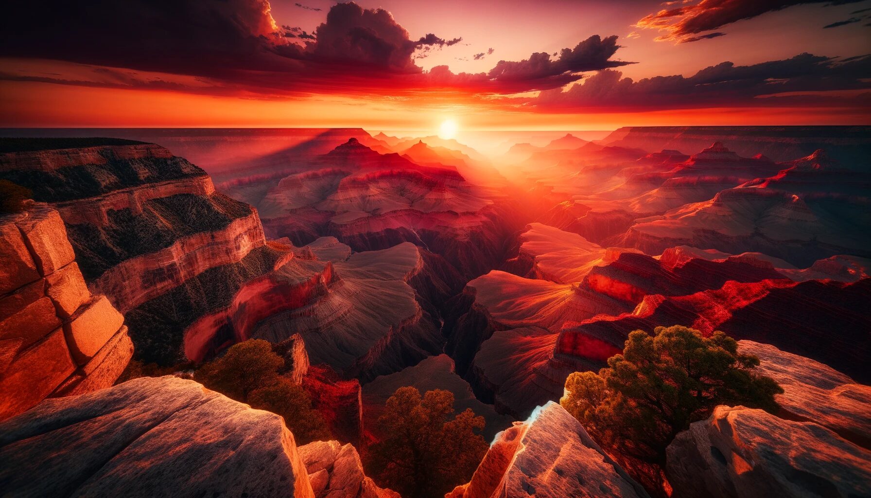 夕日に染まるグランドキャニオンの壮大な景色 - 無料写真素材